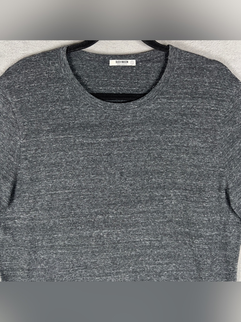 Buck Mason Slub Curved Hem T-Shirt Men's Large Charcoal Short Sleeve USA Made - Picture 2 of 11